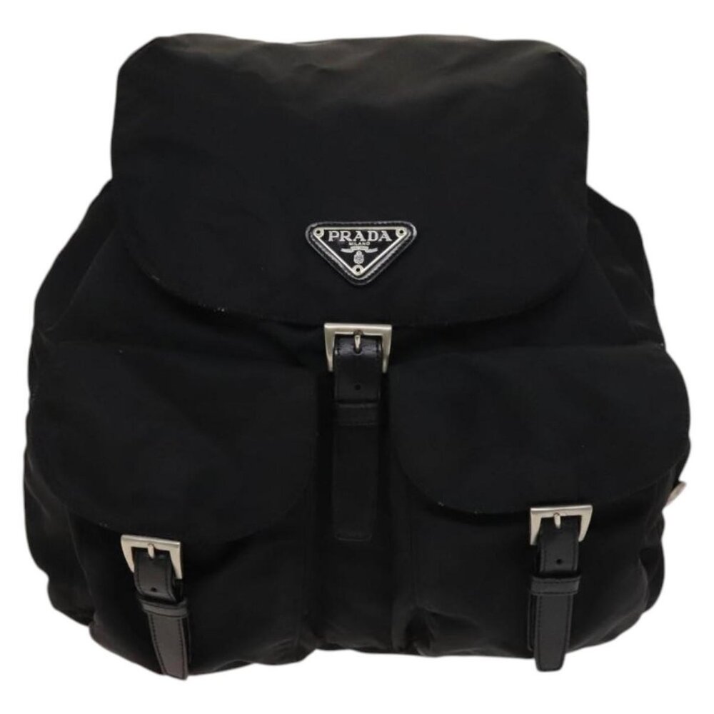 PRADA Backpack Nylon Black Silver Auth